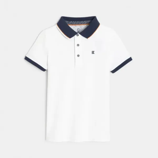 Polo blanc à col coloré